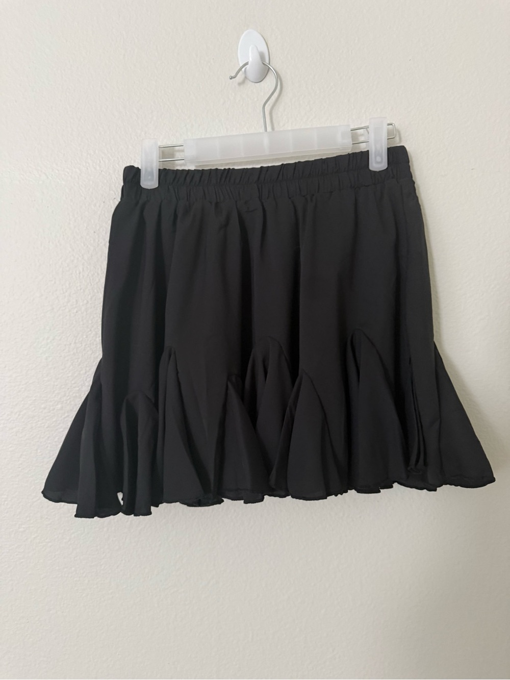 Avidlove Black Double Ruffle Skater Mini Skirt